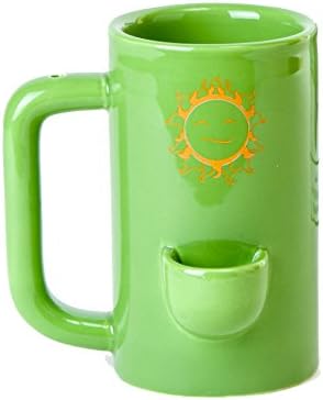 Kleager Wake and bake Mug Novelty Coffee cup with Pipe Filters - Green