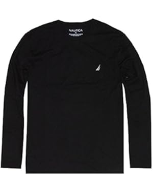 Men Long Sleeve Solid Crewneck Logo T-Shirt