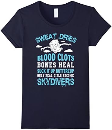Womens Only Real Girls Become Skydiver Shirt, Skydiving Shirt Large Navy