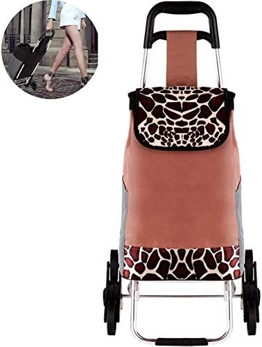 DEED Multi-Function Shopping Trolleys,Kitchen Storage Carts Foldable,Portable Stainless Steel Silent Climbing Shopping Cart with Ergonomic Handle Bottom Non-Slip Walking Assist Utility Carts