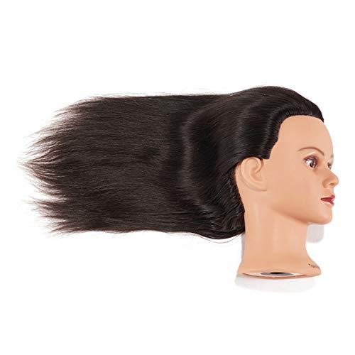 Traininghead 24-26'' Female Mannequin Head 100% Human Hair Hairdressing Training Practice Head Manikin Cosmetology Doll Head With Clamp (1812LB0216H) - Thumbnail 2