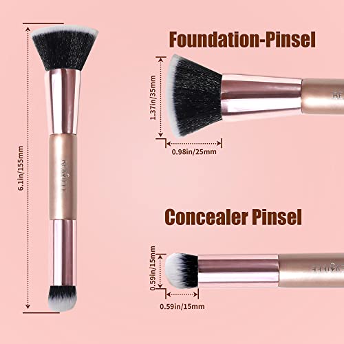 Doppel-End Foundation Pinsel Concealer Pinsel Powder Facial Makeup Pinsel, Concealer Pinsel zum Mischen von flüssigem Puder, Rougepinsel Contour Foundation Highlighter Make up Pinsel