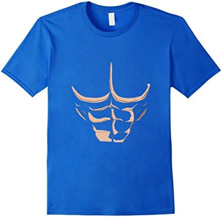 Men's Chest and Abs - Funny Muscle 6 pack T-shirt Medium Royal Blue