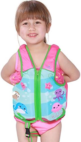 Megartico Kids’ Swim Vest Life Jacket Girls Adjustable Safety Strap Boys Swim Training Aid Zipper - Toddler Learn-to-Swim