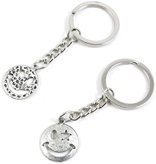 270 Pieces Keyring Key Ring H3GY4 Smile Face Keychain Automotive Car Door Key Tags Findings Charms Chains