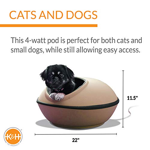 K&H Pet Products ThermoKitty Mod Dream Pod Heated Cat Bed for Large