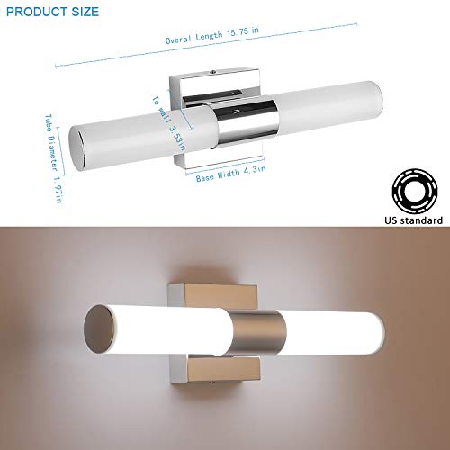 LED Vanity Lights,JoosenHouse Modern Stainless Steel Bathroom Wall Sconce Light Fixtures 560lm Daylight Bath Makeup Mirror Lighting (8W 15.7inch)