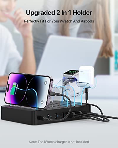 SooPii USB Charging Station, Multiple USB Charger Station for Multible Devices, mixed Cables Included, Charging Organizer for Phones,Tablets, and Other Electronics