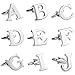INBLUE Men's Rhodium Plated Cufflinks Silver Tone Initial Letter Shirt Business Wedding