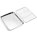 Baking Sheet with Cooling Rack (1 Cookie Sheet + 1 Baking Rack), Stainless Steel Small Baking Sheet Pan with Wire Rack, Toaster Oven Pans Size 10.4 x 8 x 1 Inch, Non-toxic & Heavy Duty & Non-stick