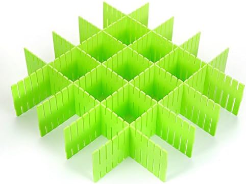 FOCUSAIRY 8pcs DIY Drawer Organizer Adjustable Grid Drawer Divider Clapboard Household Necessities Storage for Home Tidy Closet Makeup Socks Underwear Scarves (Green)