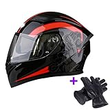 WXHJM Motorbike Helmet, Double Visor Modular Flip