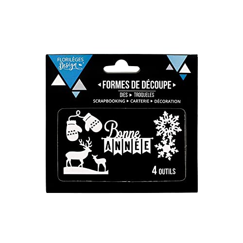 Florilèges Design FDD21428-Cutting Tool for Scrapbooking Happy New Year Black, 11.5 x 12.5 x 0.2 cm