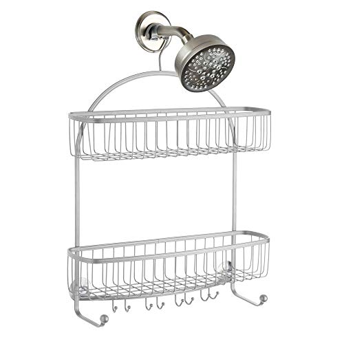 mDesign Extra Wide Metal Wire Bathroom Tub & Shower Caddy, Hanging Storage Organizer Center with