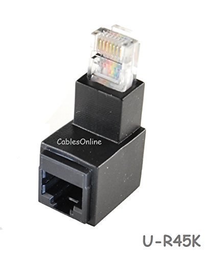 CablesOnline Cat5e/Cat6 RJ45 Ethernet Male/Female Right Angle Adapter. RJ45/ 8P8C Female to RJ45/ 8P8C Male, U-R45K