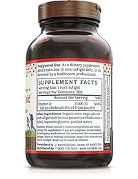 NutriGold Vitamina D3 Oro (en orgánico Aceite de Oliva), 2000 IU, 360 softgels