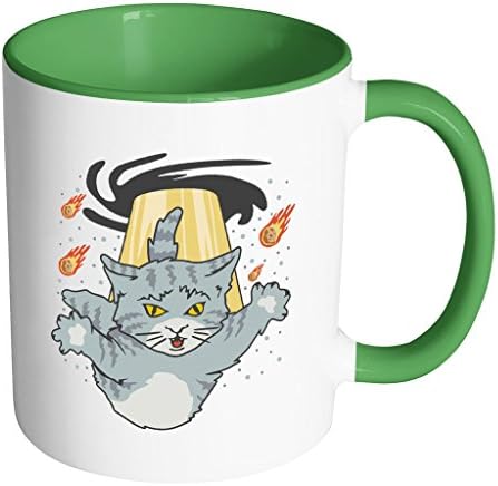 Alien Cat Invading from a Black Hole | Funny Cool White 11 oz Accent Coffee Mug in Different Colors
