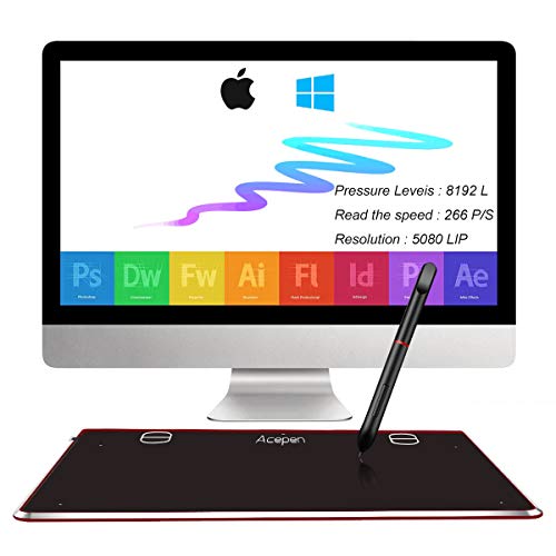 Acepen Ap604 6×4 In4mm Electronic Drawing Tablet Pad, Graphics Tablet, OSU Tablets with Battery-Free Stylus for PC Mac Computer (Red) - Thumbnail 4