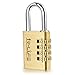 TR-LIFE Lock 384T Solid Brass Set-Your-Own Combination Padlock with 1-1/2-Inch Wide Body, 1/4-Inch Shackle Diameter