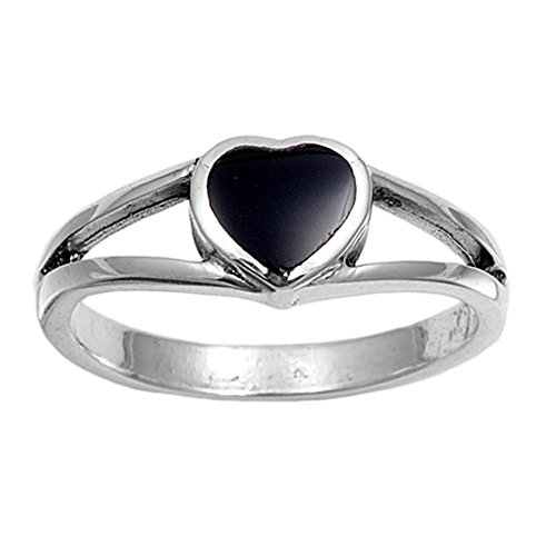Sterling Silver Woman S Black Onyx Heart Ring Love 925 Band New 7mm Size 9 Buy Online In Bahamas At Bahamas Desertcart Com Productid