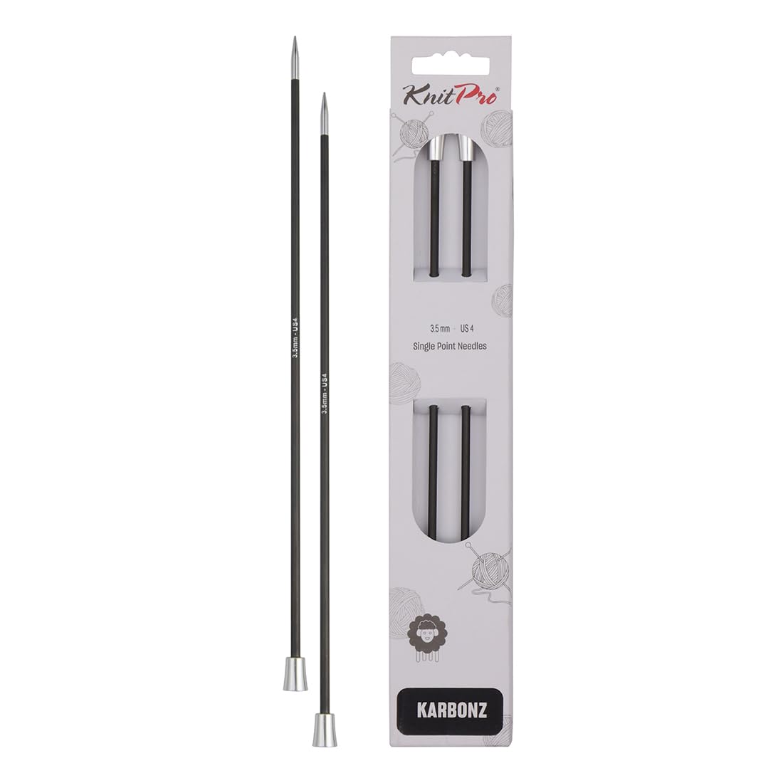 KnitPro Karbonz Single Pointed Needles 10" (25cm) | 3.50 mm