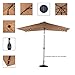Sundale Outdoor Rectangular Solar Powered 22 LED Lighted Outdoor Patio Umbrella with Crank and Tilt, Aluminum, 10 by 6.5-Feet (Tan)