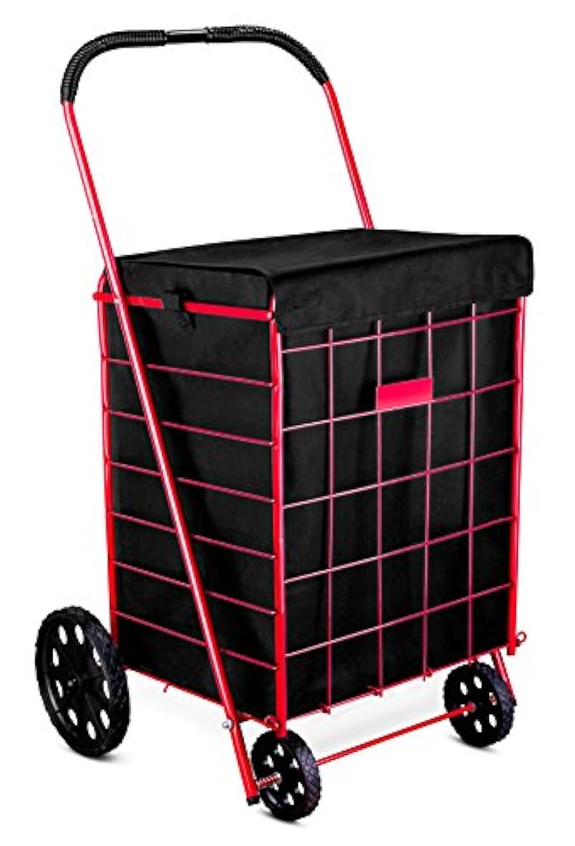 FOLDING SHOPPING CART LINER Rolling Utility Black Trolley Wheels Basket