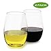 fullerLIFE - Unbreakable Stemless Wine Glasses Ultra-Thin - Standard 16oz size - set of 4 - Dishwasher Safe- 100% Tritan Clear