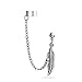 Western Jewelry Multi Feather Leaf Dangling Cartilage Ear Lobe Helix Earring Warp Chain Ear Cuff Stud Earring Unisex Silver Tone Stainless Steel