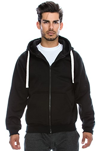 Plus Size Hipster Hip Hop Basic Heavy Weight Zip-Up BLACK Hoodie Jacket 6XL