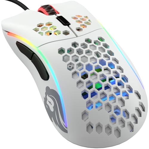 GLORIOUS Gaming Model D- (Small) Bedrade Gaming Muis - 61g Superlicht Honingraat Ontwerp, RGB, Ergonomisch, Pixart 3360 Sensor, Omron Schakelaars, PTFE Voetjes, 6 Knoppen - Mat Wit