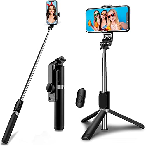 Selfie Stick Tripod with Remote Phone Recording Stand, Travel Tripod for iPhone Cell Phones, Cellphone Filming Tripod Travel Necessories Gift for Men Women, Tripode para Celulares Tripie para Celular