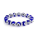 Bling Jewelry Evil Eye Beads 10mm Stretch Crystal Bracelet 7.5in
