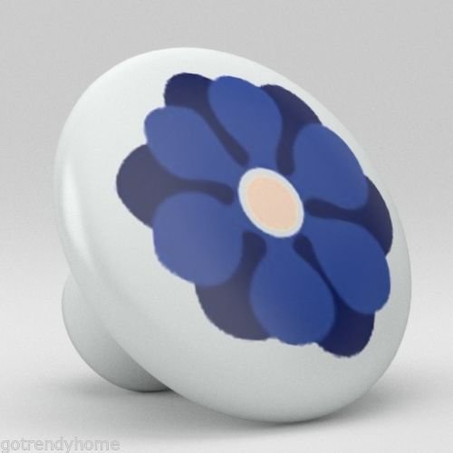 Big-Deal - Blue Daisy Flower Floral Ceramic Knobs Pulls Kitchen Drawer Cabinet Vanity 763