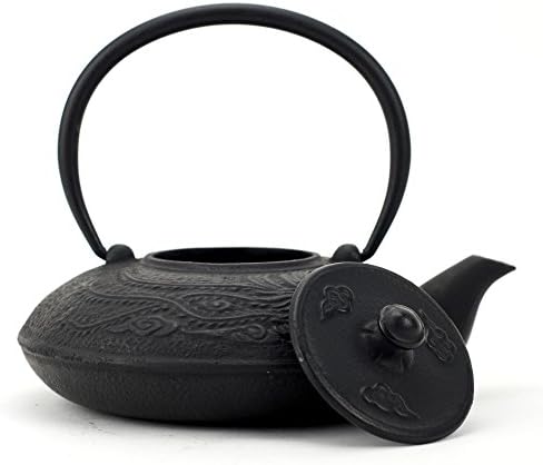 Cast Iron Teapot Dragon,Hanzo Japanese Cast Iron Teapot With Stainless Steel Infuser,24 Ounce, Black Dragon