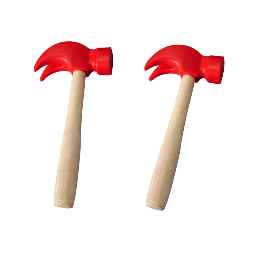STOBOK Kids Wooden Hammers Toy 2pcs Red Mallets Gavel Maintenance Tools Pretend Play Educational Toys for Baby Children Mallet Pounding Beating Simulation Hammers