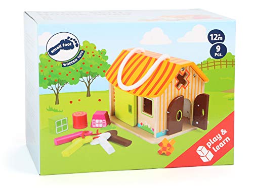 Small Foot Motorikhaus „Stall“ aus Holz, Motorikspielzeug mit Vier Schlüsseln und Steckformen, ab 12 Monaten, 10315, Mehrfarbig, + 3 años – Bild 5