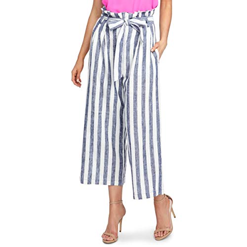 Rachel Rachel Roy Womens Linen Blend Paper Bag Wide Leg Pants Ivory 10