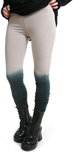 Refuse to be Usual Ultra Long Gathered Cotton Lower Dip Dye Ombre Leggings, Gray Small
