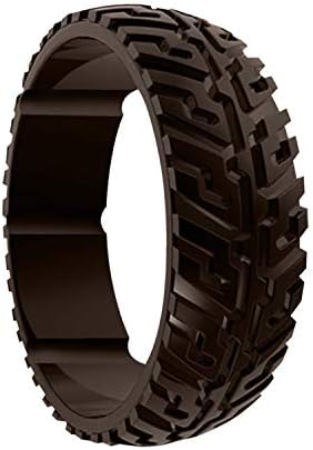 Silicone Rings –Tire Tread Design Rubber Wedding Bands for Men – 8.7 mm Wide Silicone Rings for Men – Breathable Silicone Wedding Bands with Groove for Protection from Extreme Conditions
