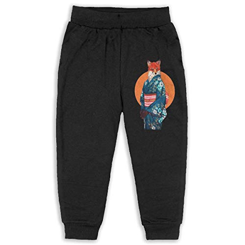Rainbowhug Fox Japanese Kimono Unisex Children Sweatpants Boys Unique Soft Cozy Trousers for Kids