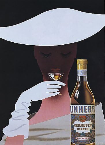 VERMOUTH BIANCO LINHERR DRINK WOMAN ITALY ITALIA VINTAGE POSTER REPRO