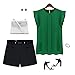 Zmart Women's Ruffle Sleeve Chiffon Blouse Shirt Green X-Large