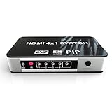 IBIT HDMI 4x1 Switch 4Kx2K 4 Port HDMI Switcher Splitter Box Support PIP, Ultra HD, 3D With IR Wireless Remote Control and Power Adapter