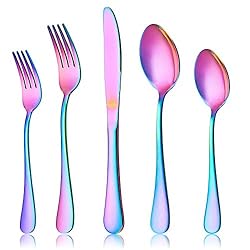 LIANYU Rainbow Flatware Cutlery Set, 20 Piece