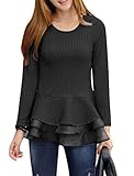 Allegra K Woman Organza Panel Ruffled Layered Hem Textured Peplum Top