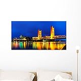 Wallmonkeys WM360678 Panorama of Golden Gates Drawbridge in Sacramento Peel and Stick Wall Decals (36 in W x 19 in H)