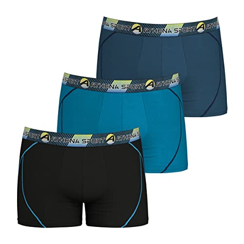 Athena - Lot de 3 Boxers Pour Homme Training LN24 - Tissu Ultra Extensible Microfibre Respirante 85% Polyamide 15% Elasthanne Label OEKO-TEX standard 100