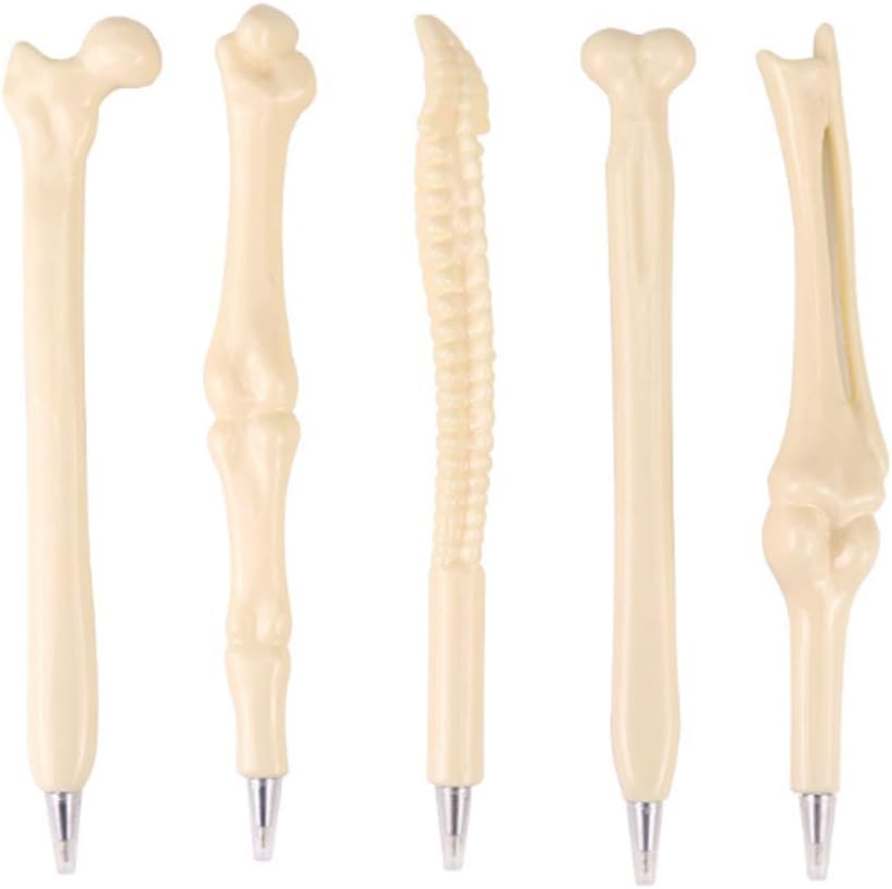 Allbusky 6PCS Novelty Bone Shape Ballpoint Pens, Funny Bone Pens