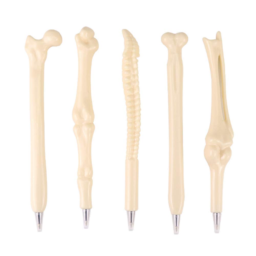 Allbusky 6PCS Novelty Bone Shape Ballpoint Pens, Funny Bone Pens, Blue Ink Skeleton Ball-point Pens for Halloween Artist Doctors Nurses Medics Friends Students Gift School Office Stationery